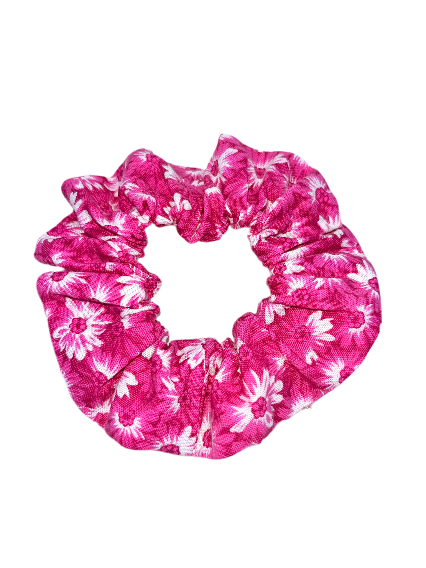 Pink & White Flower Scrunchie