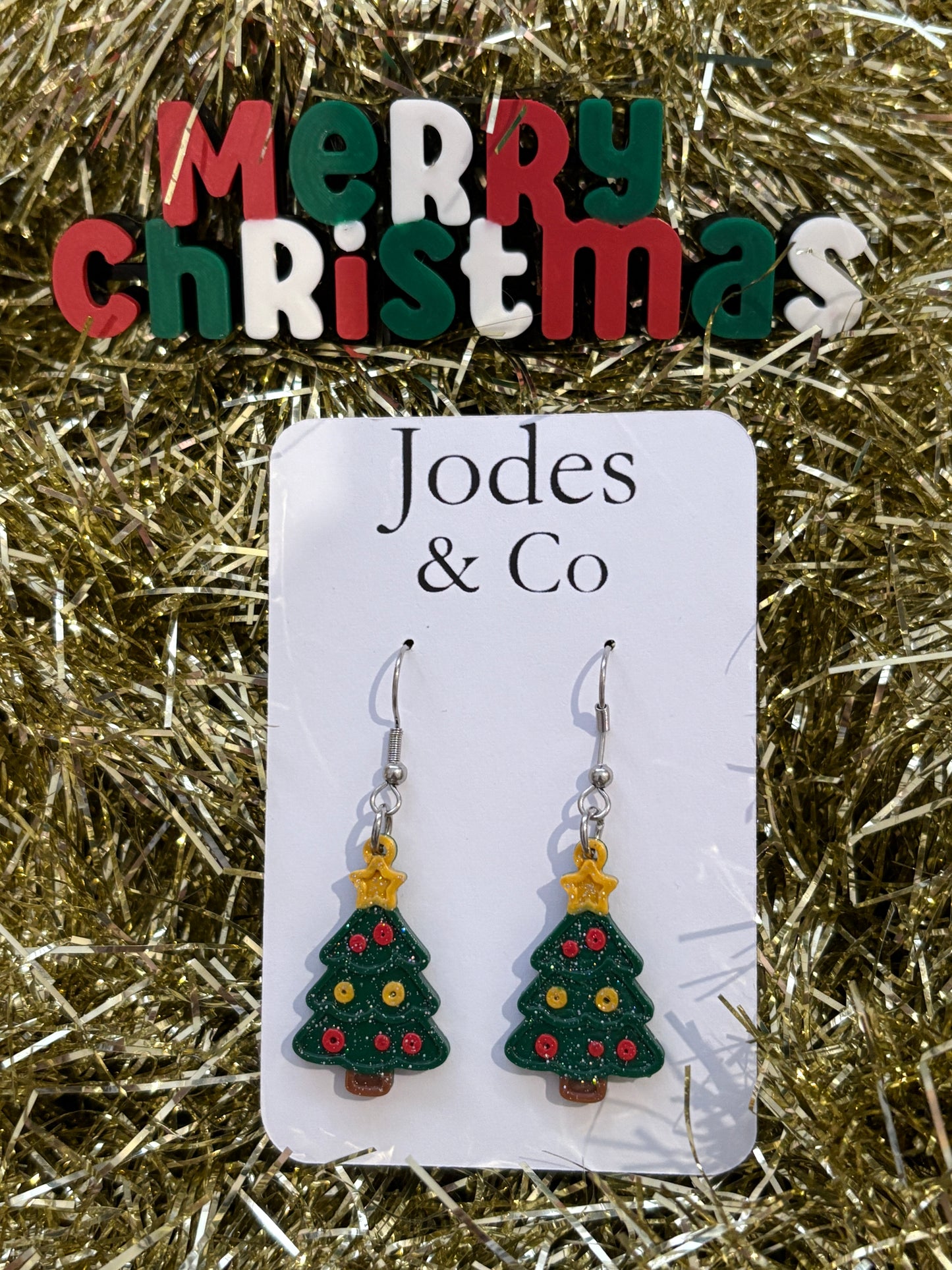 Sparkly Christmas Tree Earrings