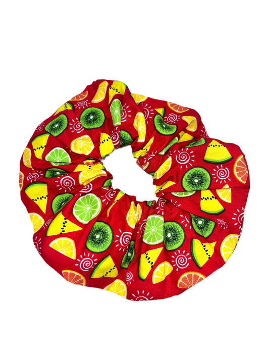 Red Fruit Salad Wide Scrunchie