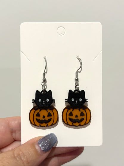 Pumpkin Cat Earrings