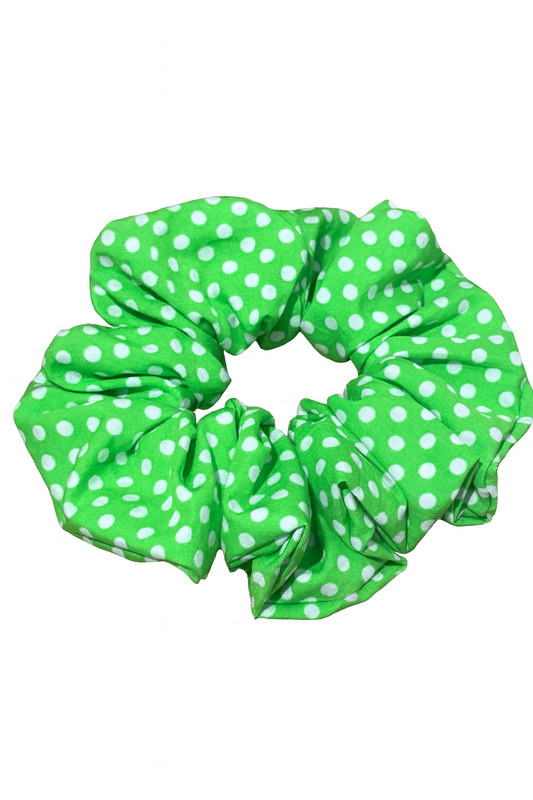 Green & White Spot Large Scrunchie